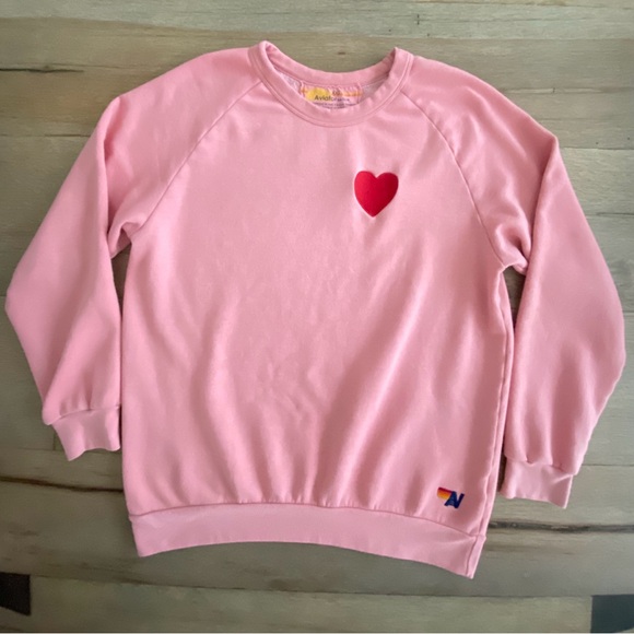 Aviator Nation Heart Embroidery Sweatshirt in Petal Pink Size XXL 🌸 - Picture 2 of 12